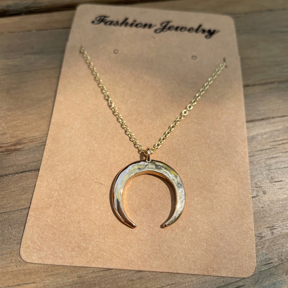 Gold Crescent Horn Necklace